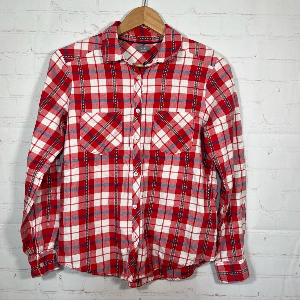 Aerie Plaid Flannel Shirt Womens Size Small Red Outdoor Button Up